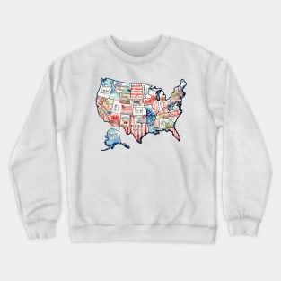 Retro America USA Map, You Are Bible Verse, 4th Of July, USA Flag, American Girl, American 1776 Crewneck Sweatshirt